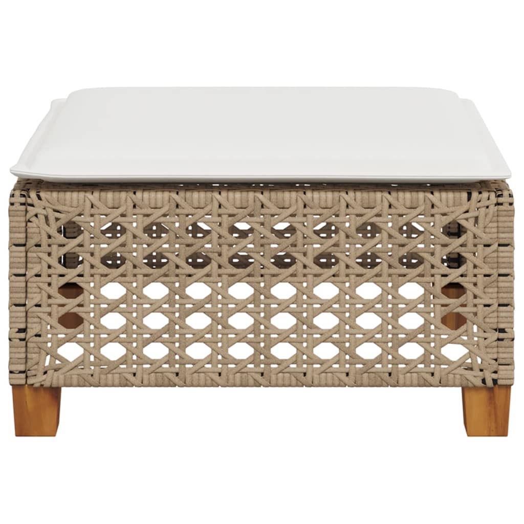vidaXL Garden Stool with Cushion Beige 63.5x56x32 cm Poly Rattan