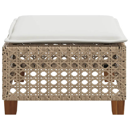 vidaXL Garden Stool with Cushion Beige 63.5x56x32 cm Poly Rattan