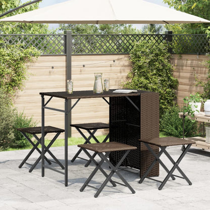 vidaXL 5 Piece Garden Camping Set Foldable Brown Poly Rattan