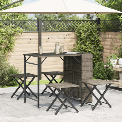 vidaXL 5 Piece Garden Camping Set Foldable Grey Poly Rattan