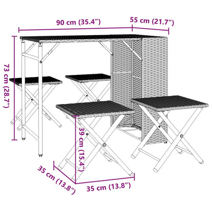 vidaXL 5 Piece Garden Camping Set Foldable Grey Poly Rattan