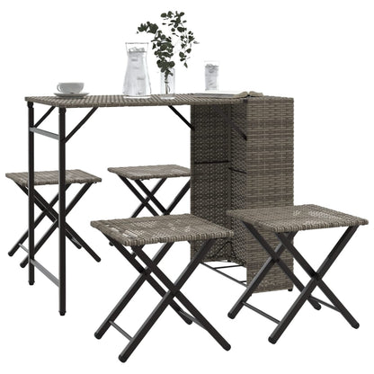 vidaXL 5 Piece Garden Camping Set Foldable Grey Poly Rattan