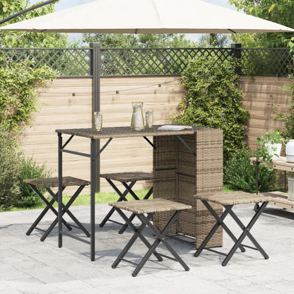 vidaXL 5 Piece Garden Camping Set Foldable Beige Poly Rattan