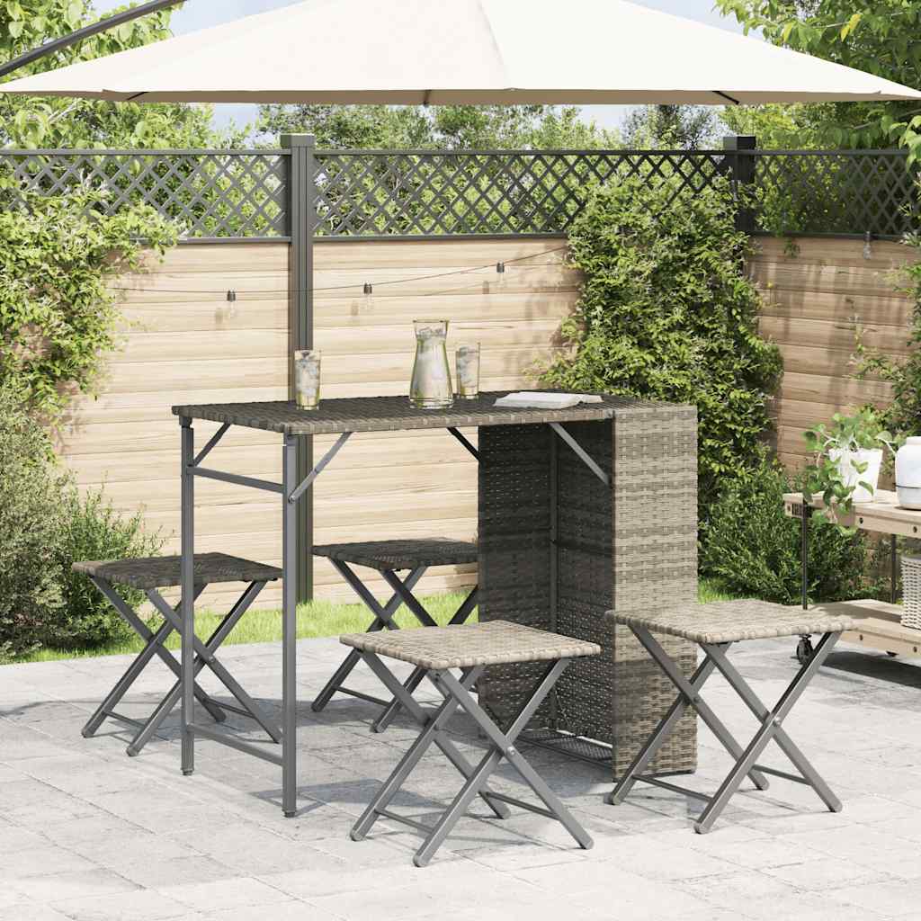 vidaXL 5 Piece Garden Camping Set Foldable Light Grey Poly Rattan