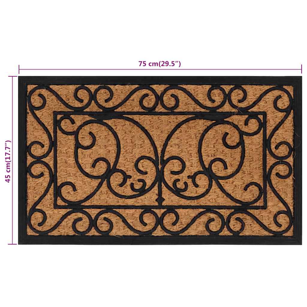 vidaXL Door Mat Rectangular 45x75 cm Rubber and Coir