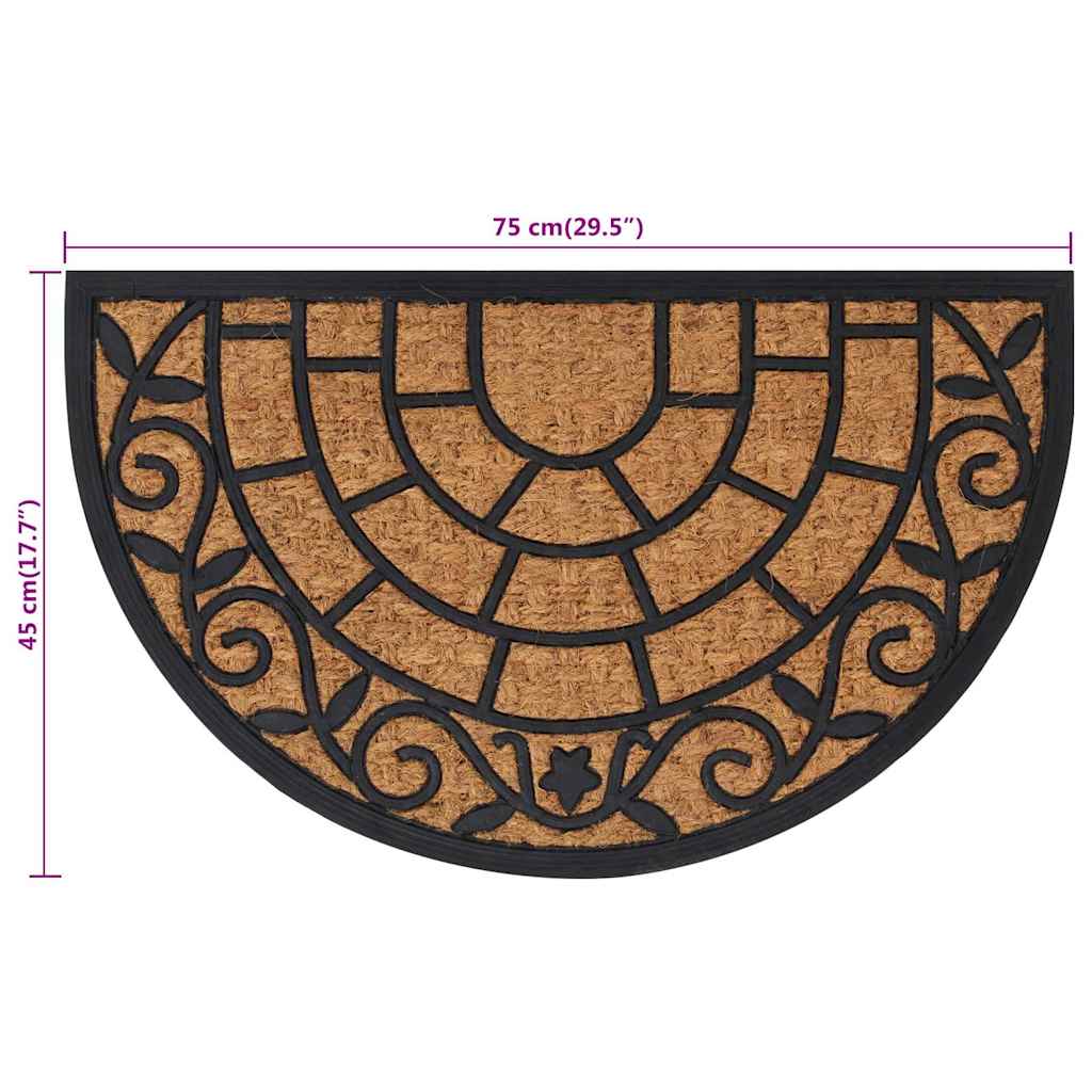 vidaXL Door Mat Half Round 45x75 cm Rubber and Coir