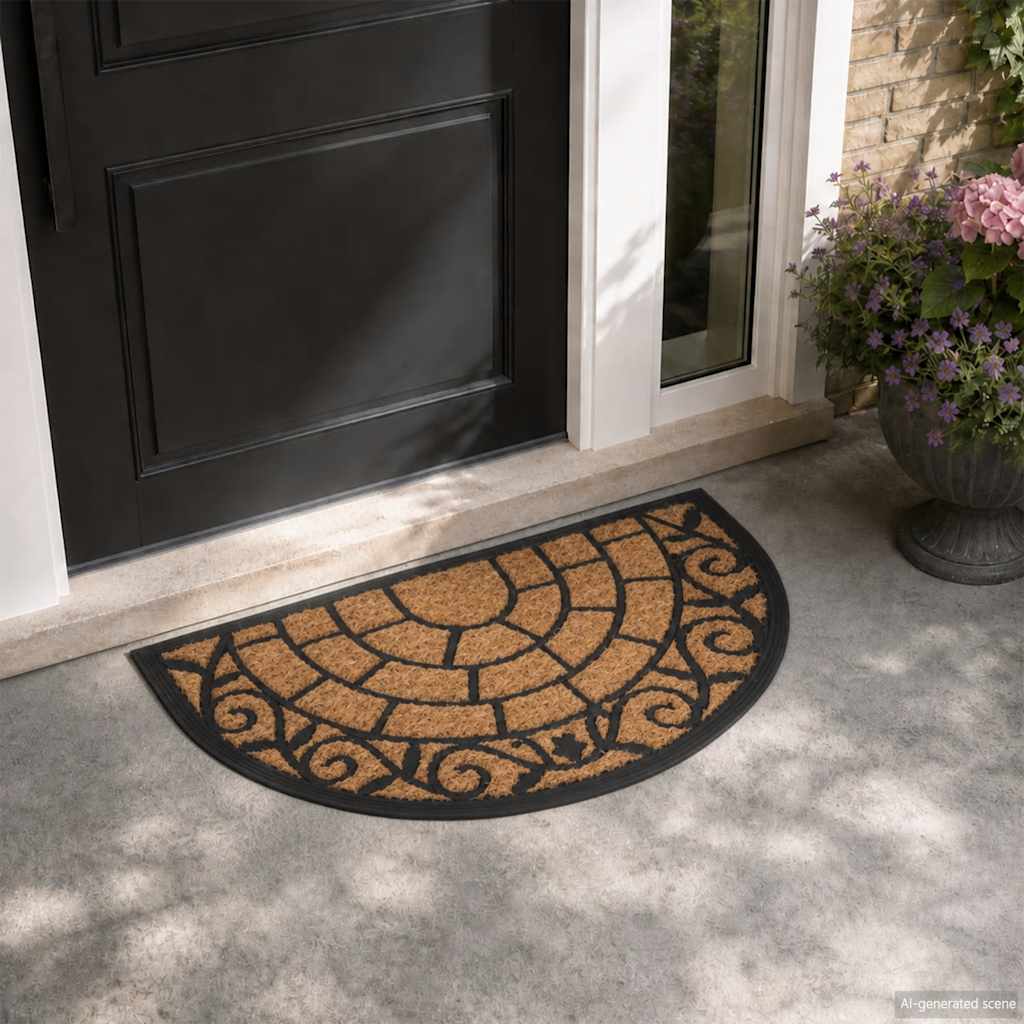 vidaXL Door Mat Half Round 45x75 cm Rubber and Coir