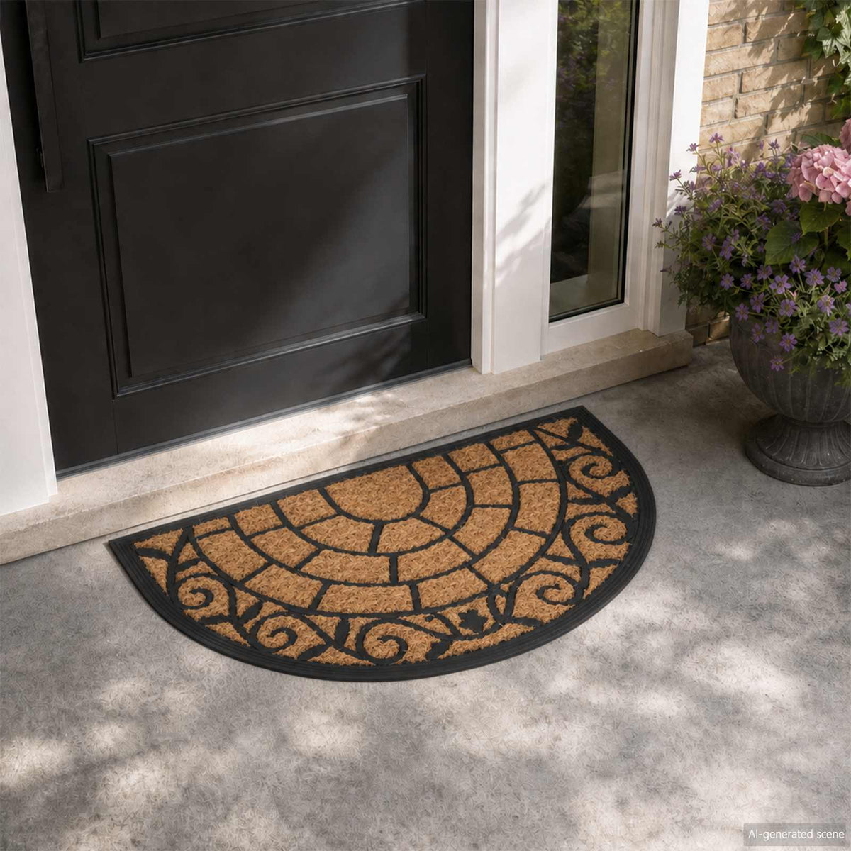 vidaXL Door Mat Half Round 45x75 cm Rubber and Coir