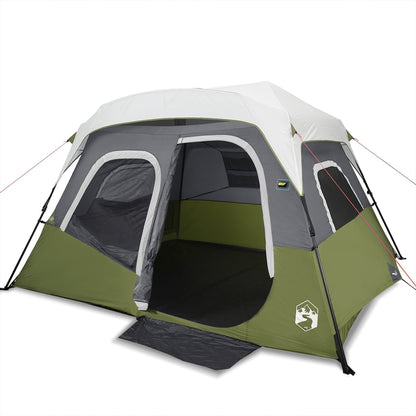 vidaXL Family Tent with LED 6-Person Light Green Quick Release
