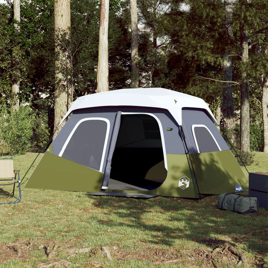 vidaXL Family Tent with LED 6-Person Light Green Quick Release