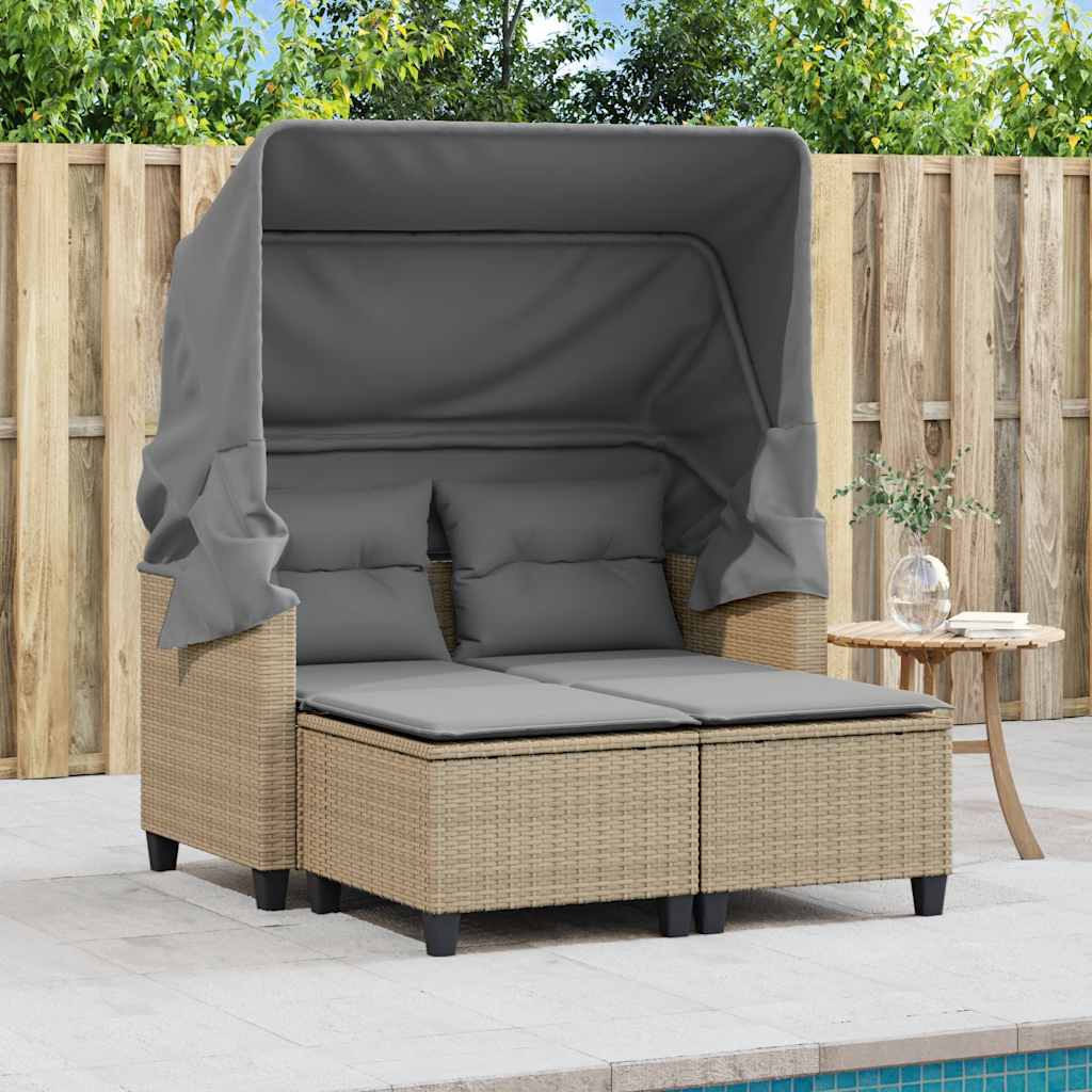 vidaXL Garden Sofa | Beige | PE Rattan | 2-seater | Removable Covers