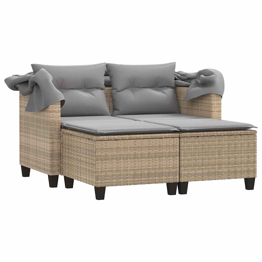 vidaXL Garden Sofa | Beige | PE Rattan | 2-seater | Removable Covers