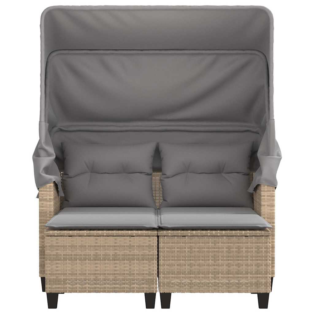 vidaXL Garden Sofa | Beige | PE Rattan | 2-seater | Removable Covers