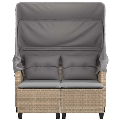 vidaXL Garden Sofa | Beige | PE Rattan | 2-seater | Removable Covers