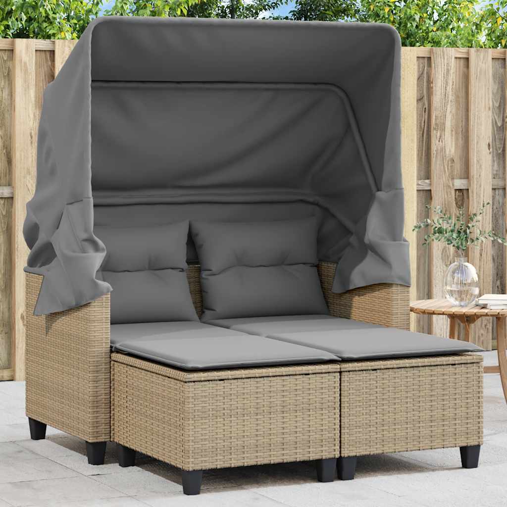 vidaXL Garden Sofa | Beige | PE Rattan | 2-seater | Removable Covers