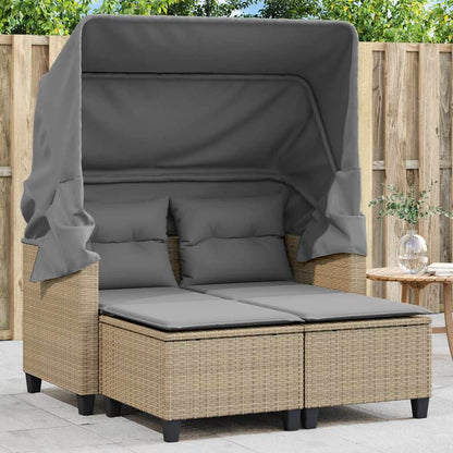 vidaXL Garden Sofa | Beige | PE Rattan | 2-seater | Removable Covers
