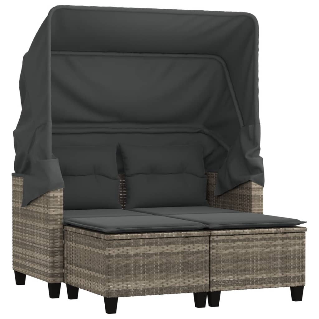 vidaXL Garden Sofa | Light grey | PE rattan, powder-coated steel, polyester