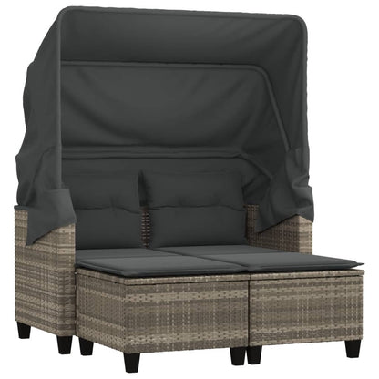 vidaXL Garden Sofa | Light grey | PE rattan, powder-coated steel, polyester