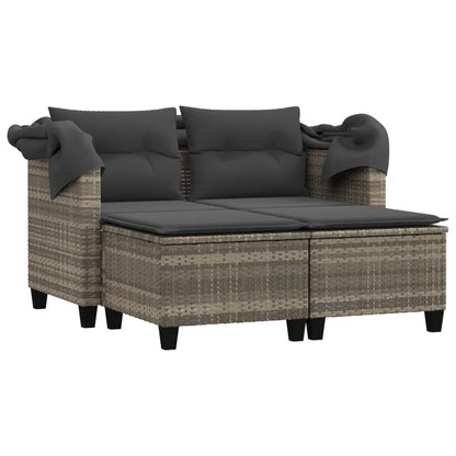vidaXL Garden Sofa | Light grey | PE rattan, powder-coated steel, polyester