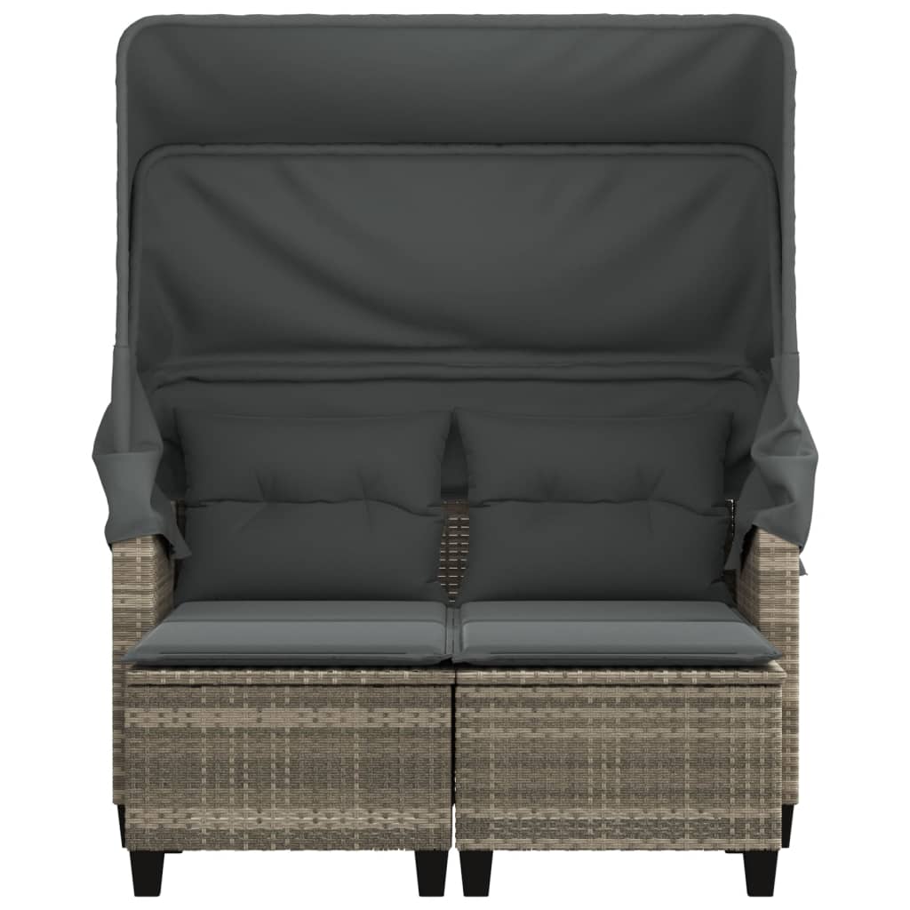 vidaXL Garden Sofa | Light grey | PE rattan, powder-coated steel, polyester