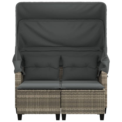vidaXL Garden Sofa | Light grey | PE rattan, powder-coated steel, polyester