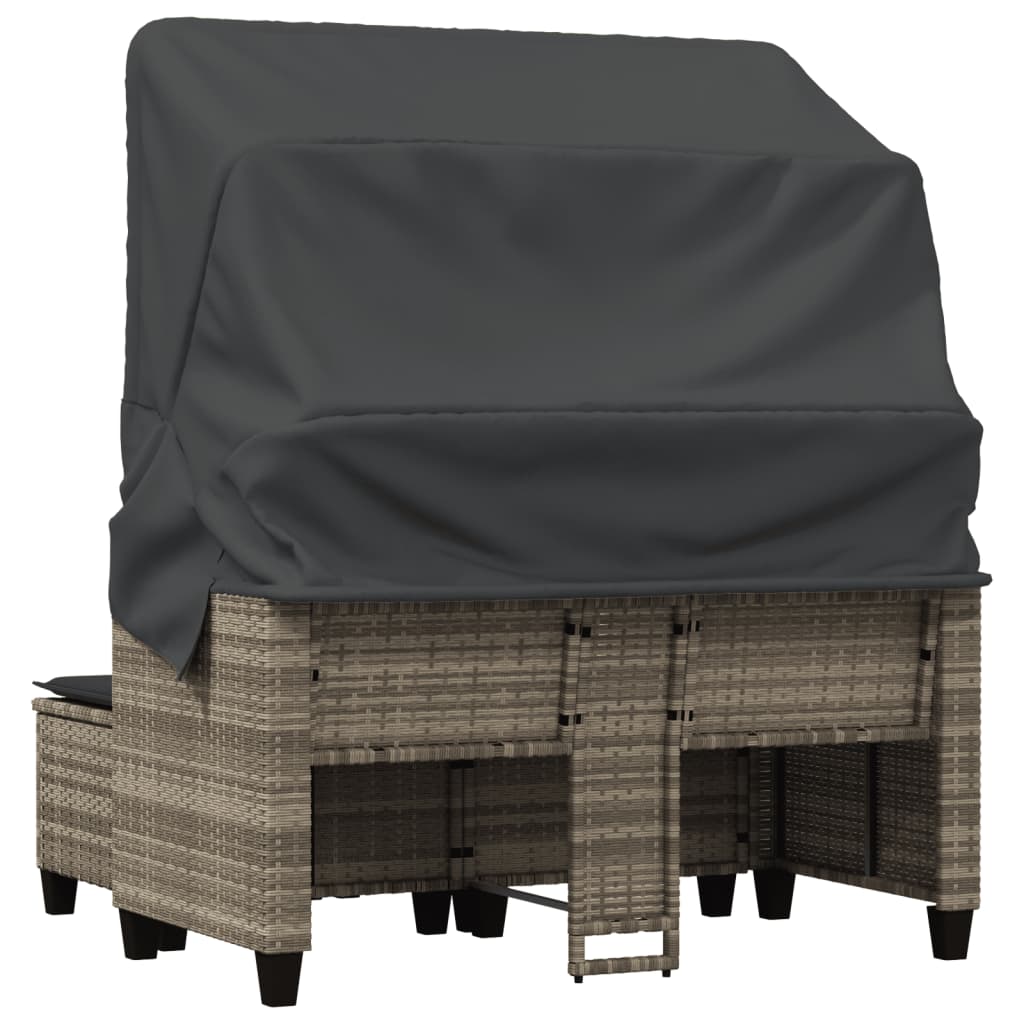 vidaXL Garden Sofa | Light grey | PE rattan, powder-coated steel, polyester