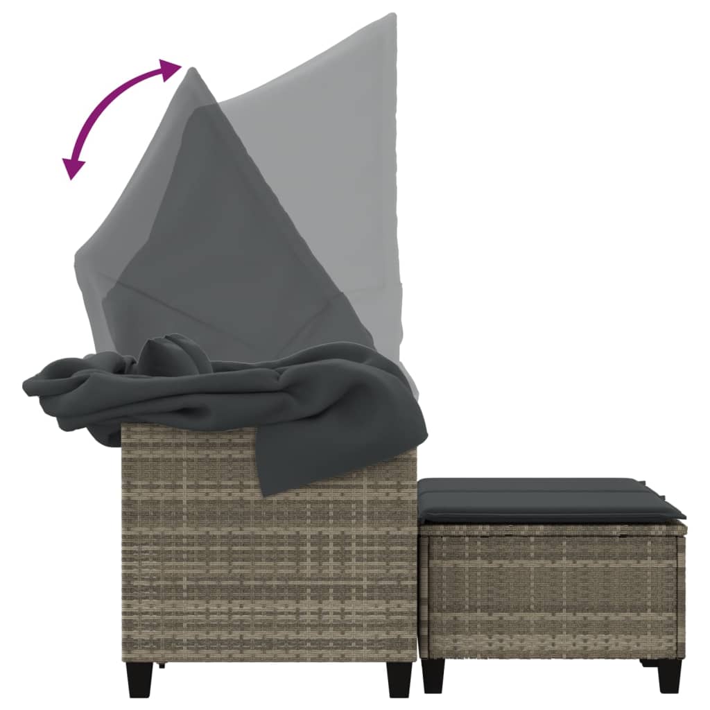 vidaXL Garden Sofa | Light grey | PE rattan, powder-coated steel, polyester