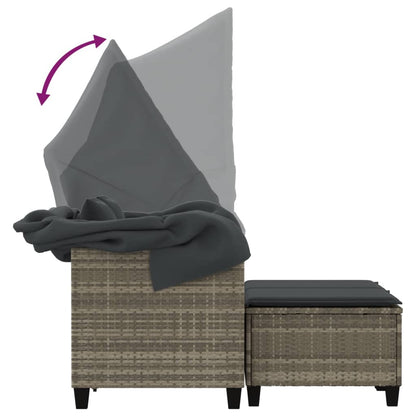 vidaXL Garden Sofa | Light grey | PE rattan, powder-coated steel, polyester