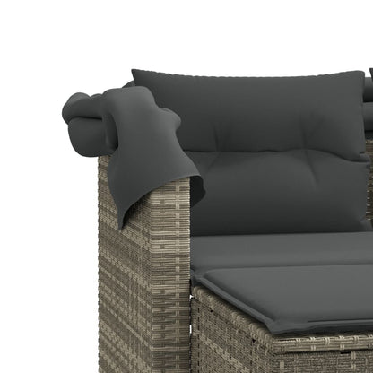 vidaXL Garden Sofa | Light grey | PE rattan, powder-coated steel, polyester