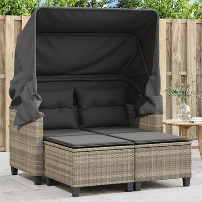 vidaXL Garden Sofa | Light grey | PE rattan, powder-coated steel, polyester