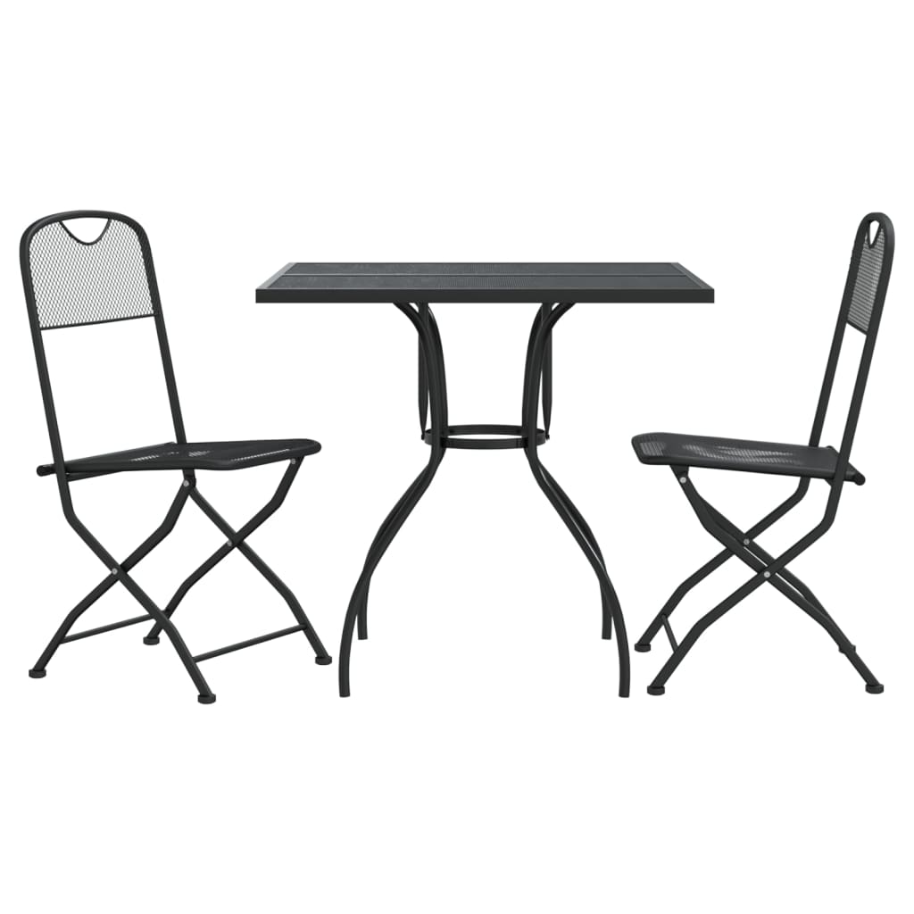 vidaXL Garden Dining Set | Anthracite | Expanded metal mesh | Compact | Foldable