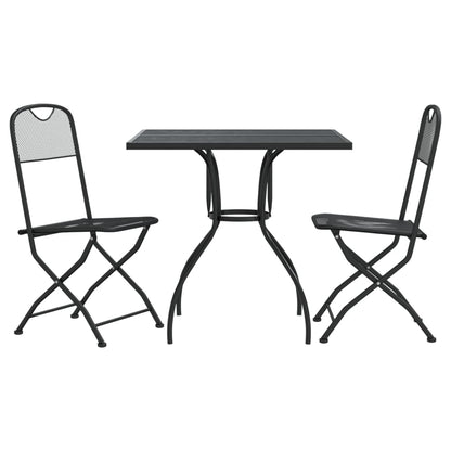 vidaXL Garden Dining Set | Anthracite | Expanded metal mesh | Compact | Foldable