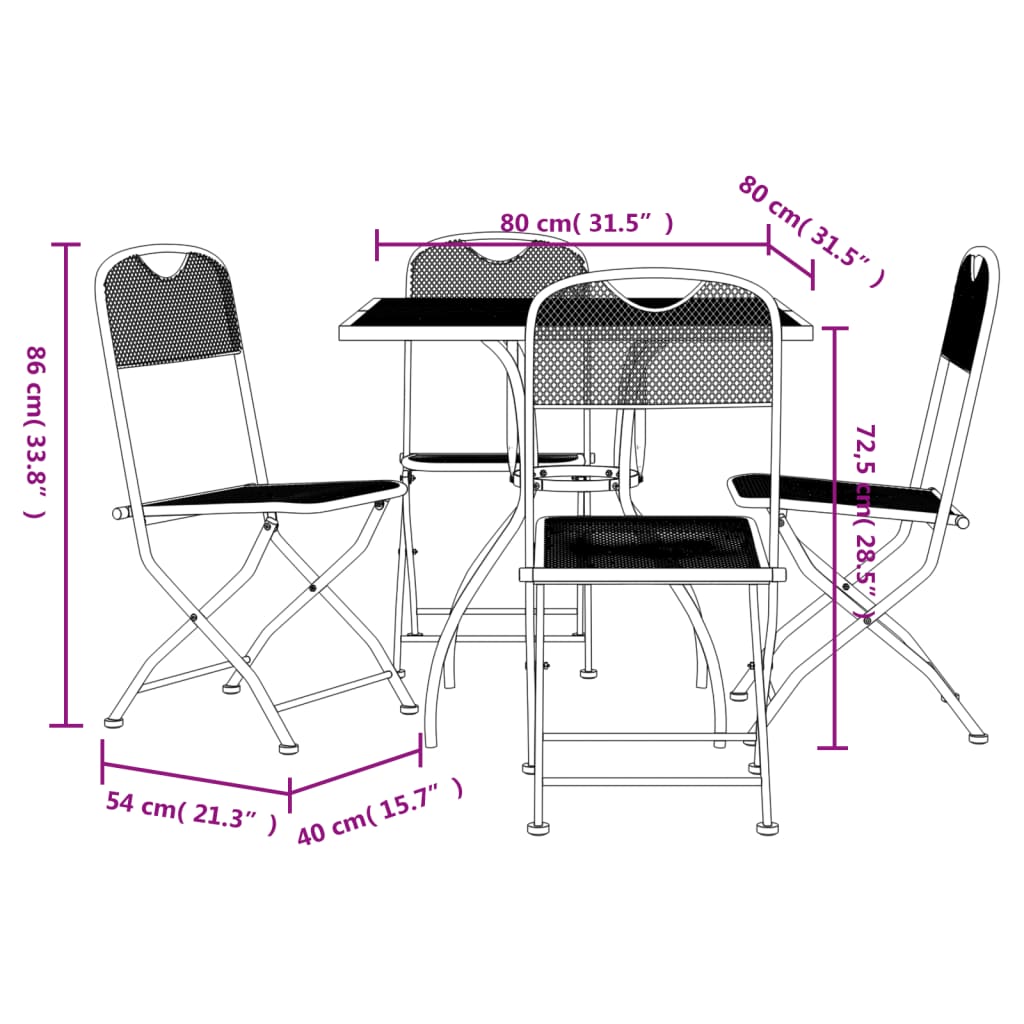 vidaXL Garden Dining Set | Anthracite | Expanded metal mesh | 5 Piece Set