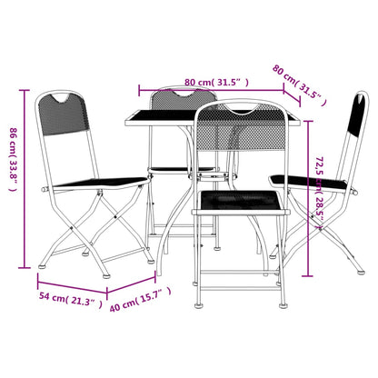 vidaXL Garden Dining Set | Anthracite | Expanded metal mesh | 5 Piece Set