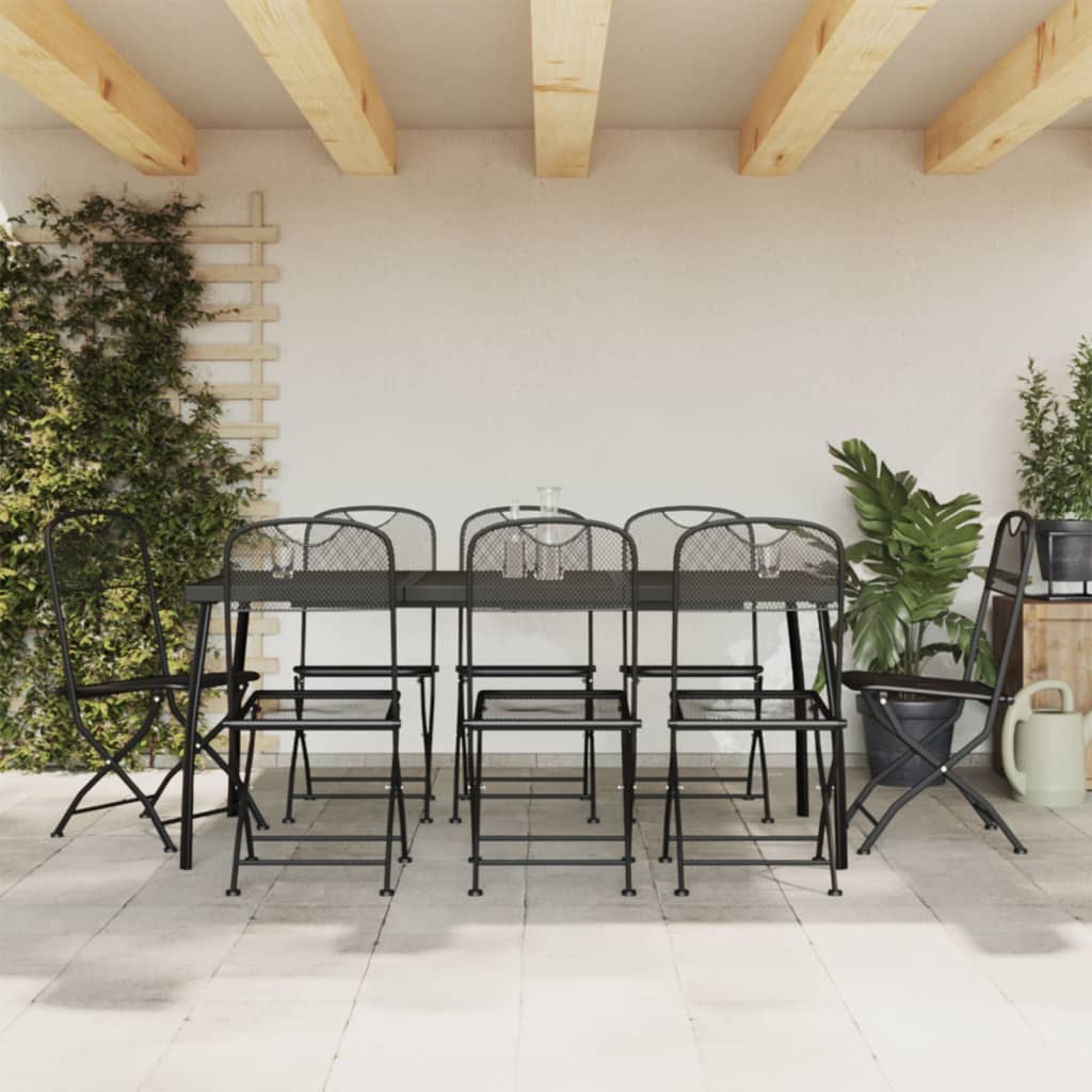 vidaXL Garden Dining Set | Anthracite | Metal | Medium | Foldable