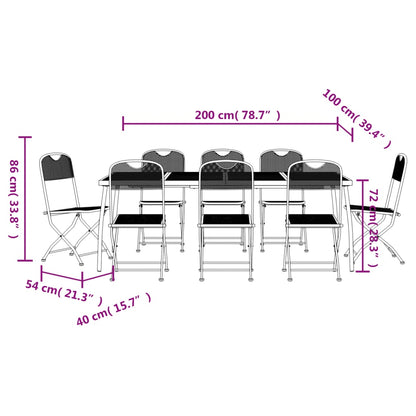 vidaXL Garden Dining Set | Anthracite | Metal mesh | 9 Piece Set | Collapsible