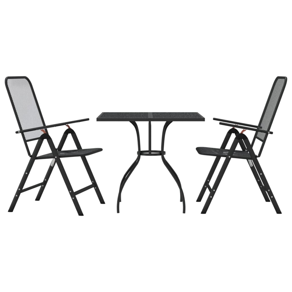 vidaXL Garden Dining Set | Anthracite | Metal Mesh | Medium | Foldable