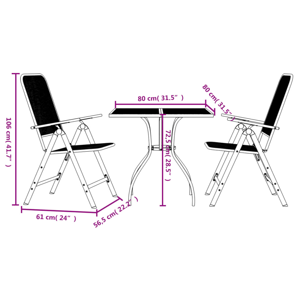 vidaXL Garden Dining Set | Anthracite | Metal Mesh | Medium | Foldable