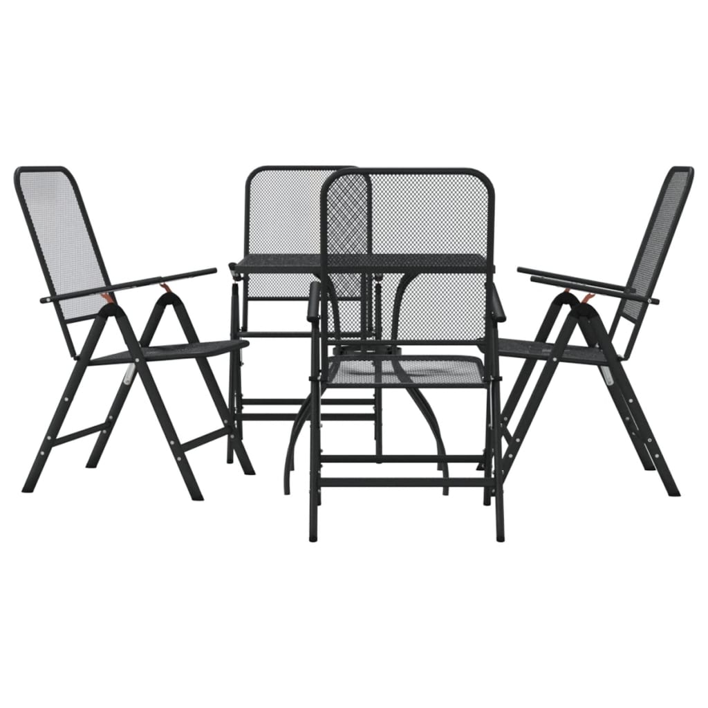 vidaXL Garden Dining Set | Anthracite | Metal Mesh | 5 Piece Set | Foldable