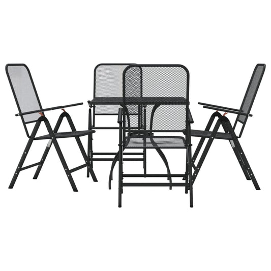 vidaXL Garden Dining Set | Anthracite | Metal Mesh | 5 Piece Set | Foldable