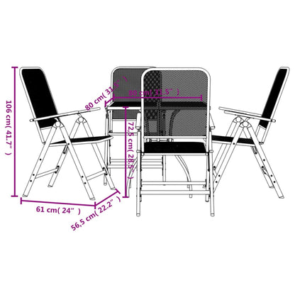 vidaXL Garden Dining Set | Anthracite | Metal Mesh | 5 Piece Set | Foldable
