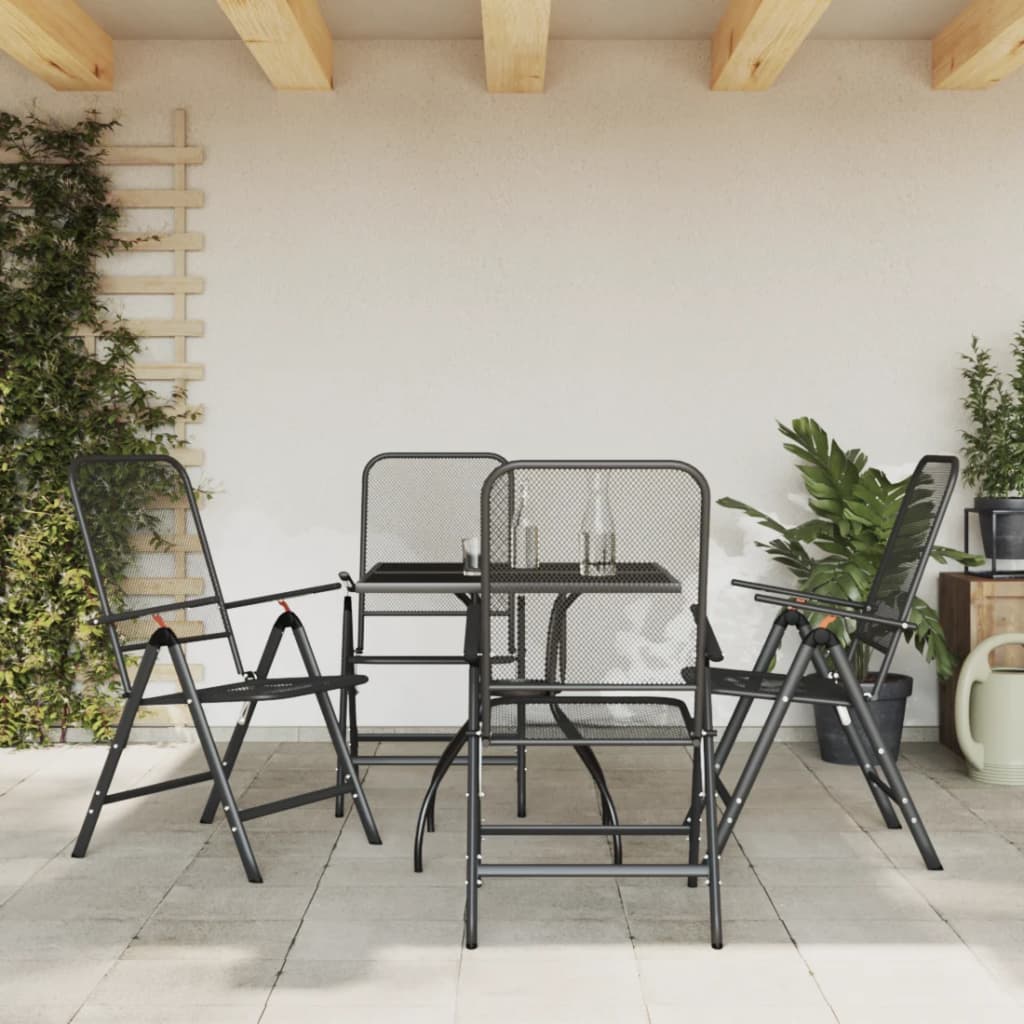 vidaXL Garden Dining Set | Anthracite | Metal Mesh | 5 Piece Set | Foldable
