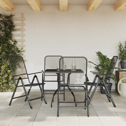 vidaXL Garden Dining Set | Anthracite | Metal Mesh | 5 Piece Set | Foldable