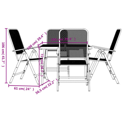 vidaXL Garden Dining Set | Anthracite | Metal | 5 Piece Set