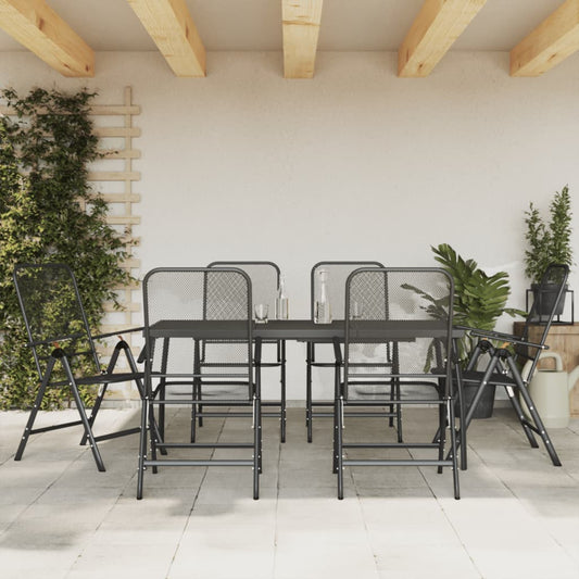 vidaXL 7 Piece Garden Dining Set Anthracite Metal Mesh
