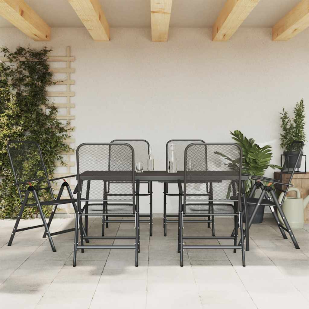 vidaXL 7 Piece Garden Dining Set Anthracite Metal Mesh