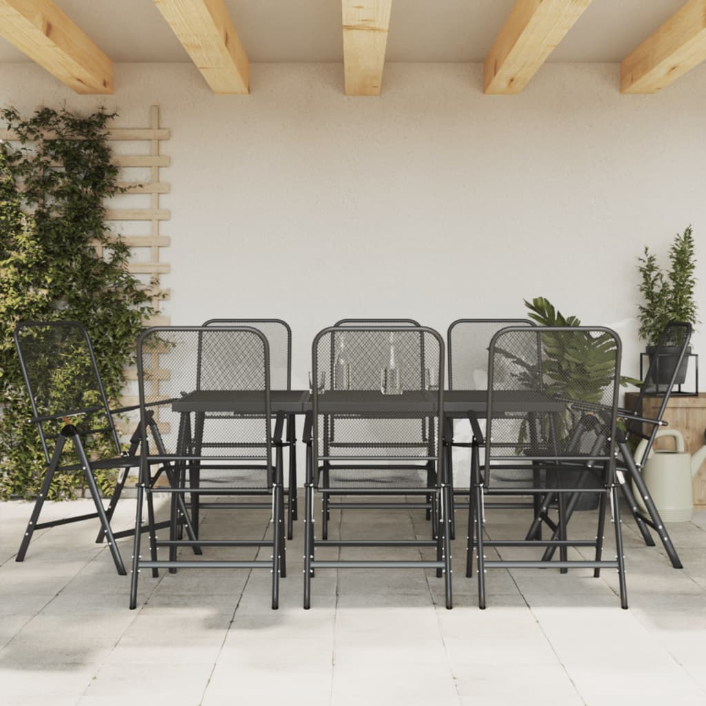 vidaXL Garden Dining Set | Anthracite | Expanded Metal Mesh with E-coating