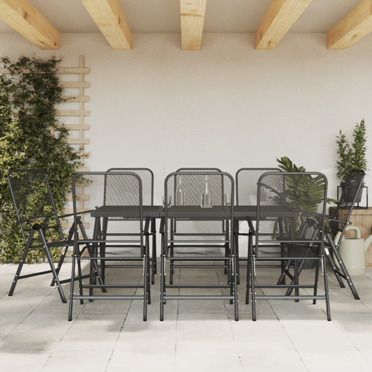 vidaXL Garden Dining Set | Anthracite | Expanded Metal Mesh with E-coating