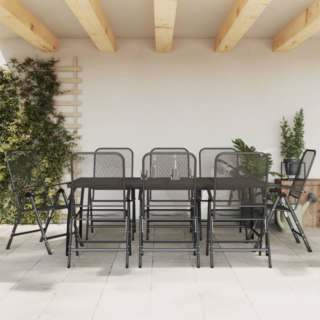 vidaXL Garden Dining Set | Anthracite | Metal mesh with e-coating finish | Large