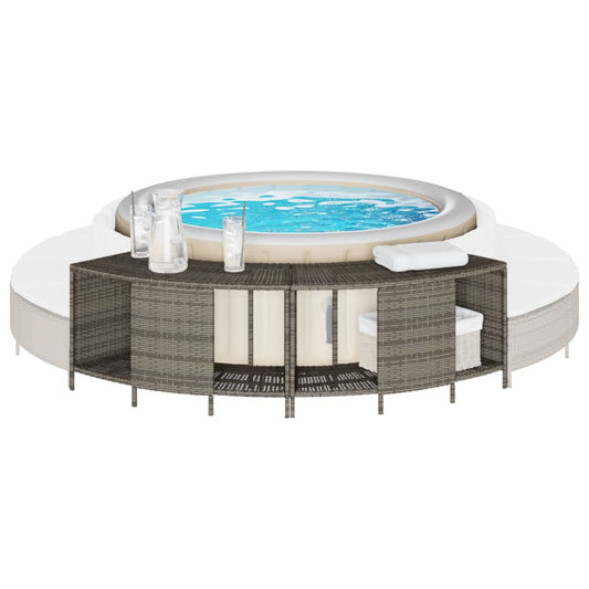 vidaXL Storage Shelves for Hot Tub 2 pcs Grey Poly Rattan